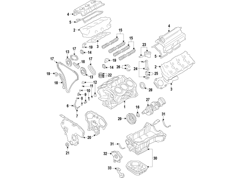 2019 Nissan Pathfinder Engine Parts, Mounts, Cylinder Head & Valves, Camshaft & Timing, Oil Pan, Oil Pump, Crankshaft & Bearings, Pistons, Rings & Bearings, Variable Valve Timing Motor Assy-Actuator Diagram for 23753-6KA0C