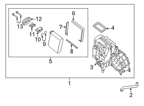 2016 Infiniti QX60 Auxiliary Heater & A/C EVAPORATOR Diagram for 27410-3JV0D