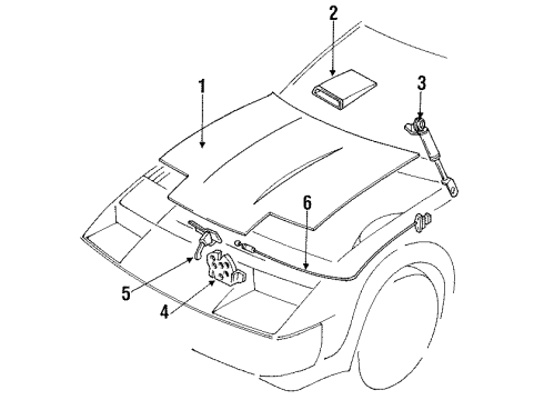 1985 Nissan 300ZX Hood & Components, Exterior Trim Hood Lock-Male Diagram for 65630-01P01
