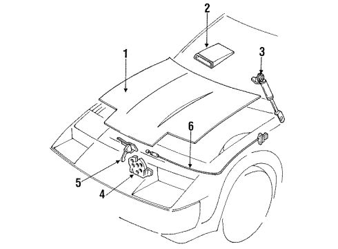 1985 Nissan 300ZX Hood & Components, Exterior Trim Cable Hood Lock Brown Diagram for 65620-01P01