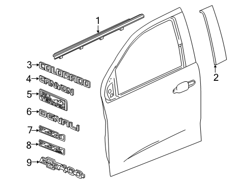 2018 Chevrolet Colorado Exterior Trim - Front Door Belt Molding Diagram for 84408221