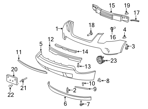 2009 GMC Acadia Front Bumper Bumper Filler Diagram for 15905844