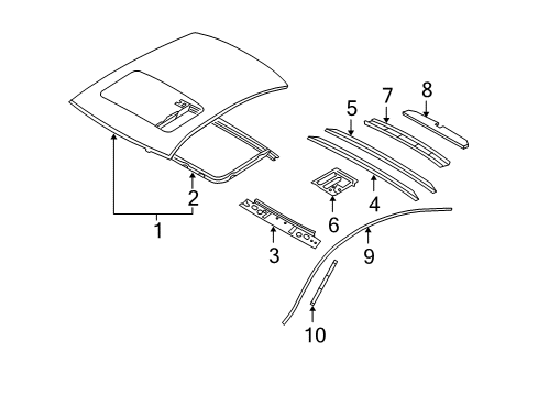 2010 Infiniti M45 Roof & Components, Exterior Trim Moulding-Roof Drip, Front RH Diagram for 76810-EJ70A