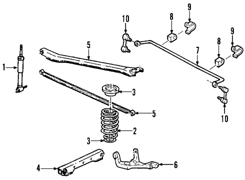 2008 Ford Mustang Rear Suspension Components, Stabilizer Bar Coil Spring Diagram for 5R3Z-5560-C