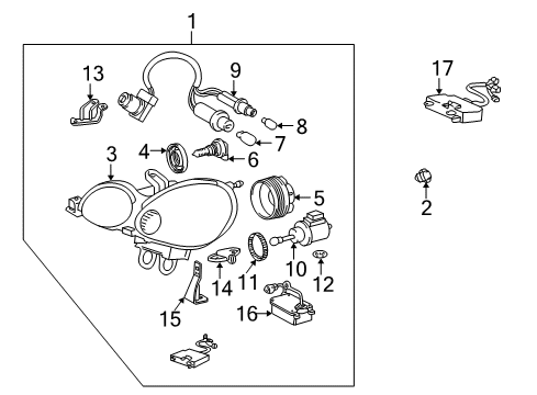 2004 Lexus GS300 Headlamps Headlamp Leveling Computer Assembly Diagram for 89960-30051
