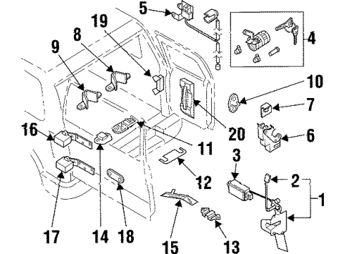 1998 Acura SLX Door & Components Hinge, Driver Side Back Door (Upper) Diagram for 8-97811-385-0