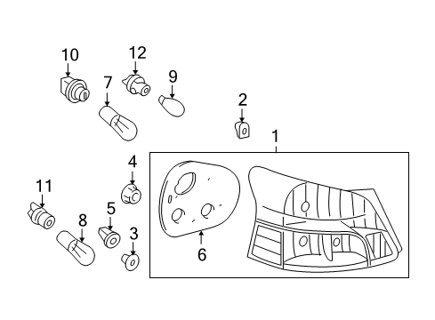 2007 Toyota Yaris Bulbs Tail Lamp Assembly Diagram for 81551-52600