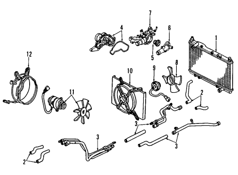 1991 Acura NSX Cooling System, Radiator, Water Pump, Cooling Fan Hose, Water Middle (Lower) Diagram for 19519-PR7-A00