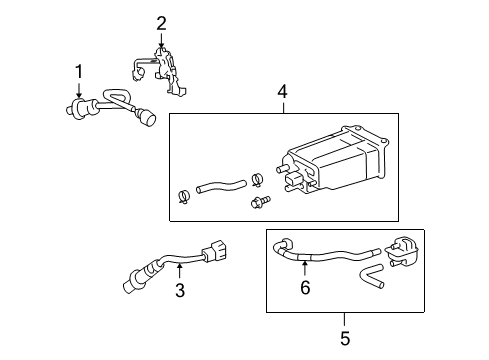 2006 Lexus GX470 Emission Components Hose Sub-Assy, Canister Outlet, NO.2 Diagram for 77702-35020