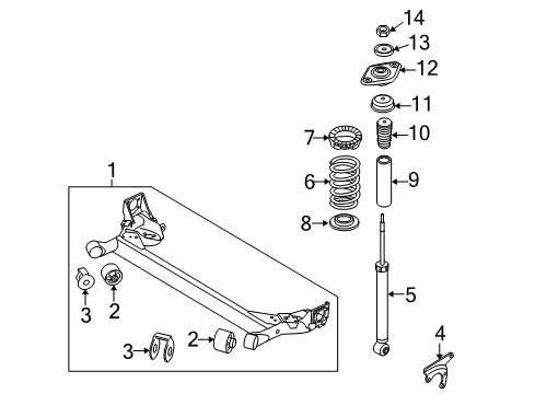 2009 Hyundai Accent Rear Suspension Rear Shock Absorber Assembly Diagram for 55310-1E150