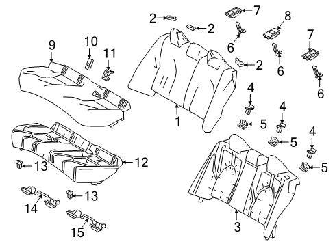2019 Toyota Camry Rear Seat Components Seat Back Cover Diagram for 71077-06N20-B6