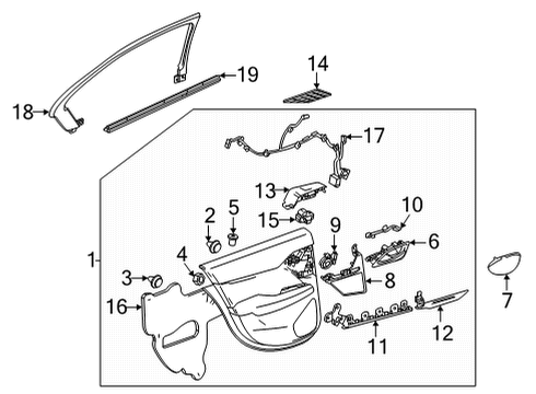 2020 Cadillac CT4 Interior Trim - Rear Door Switch Panel Diagram for 84189745