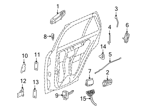 2004 Cadillac SRX Rear Door - Lock & Hardware Upper Hinge Diagram for 15932615