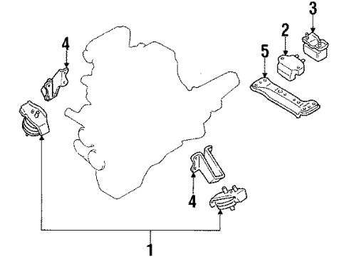 1989 Nissan 240SX Engine & Trans Mounting Engine Mounting Bracket, Left Diagram for 11233-40F00