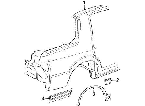 1989 Plymouth Acclaim Quarter Panel, Exterior Trim Molding-Quarter Panel Diagram for 5015512AA