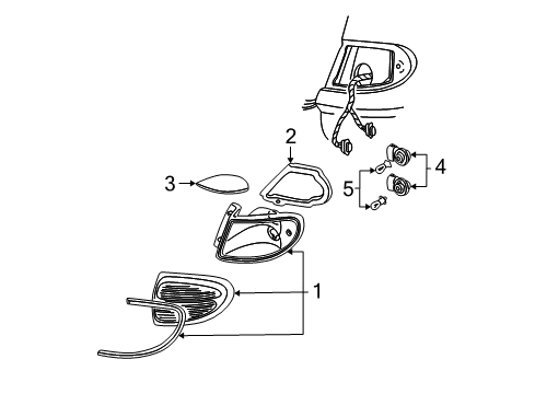 2001 Ford Taurus Bulbs Tail Lamp Assembly Diagram for YF1Z-13405-AB