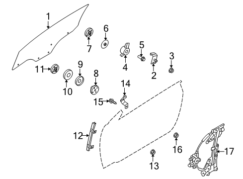 2010 Kia Forte Koup Glass - Door Washer Diagram for 82416-39000