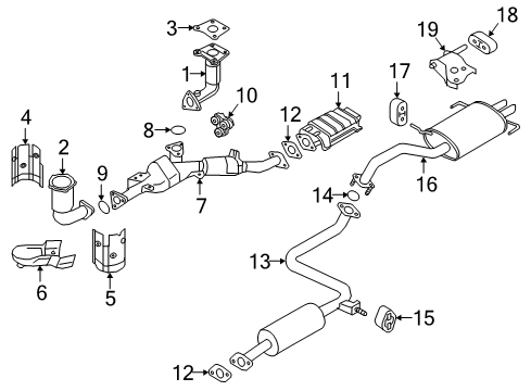 2002 Nissan Maxima Exhaust Components Exhaust, Main Muffler Assembly Diagram for 20100-5Y800