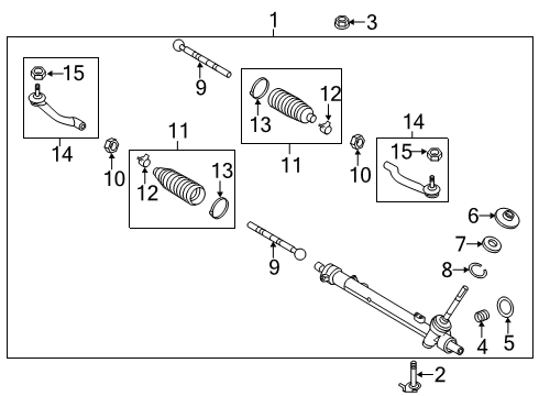 2015 Nissan NV200 Steering Column & Wheel, Steering Gear & Linkage Cover Assy-Hole Diagram for 48950-3LM2A
