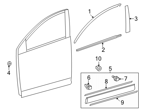 2018 Toyota RAV4 Exterior Trim - Front Door Lower Molding Diagram for 75074-0R060-B1