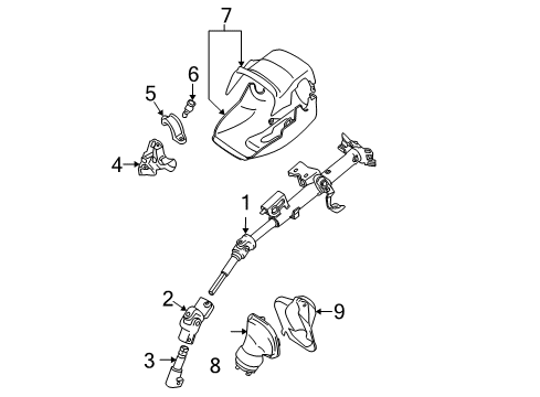 2007 Toyota Matrix Steering Column, Steering Wheel & Trim Upper Bracket Diagram for 45280-02070