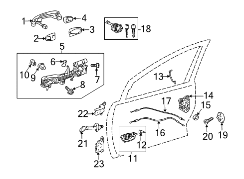 2019 Toyota Prius C Front Door Handle, Outside Diagram for 69210-52100-A1