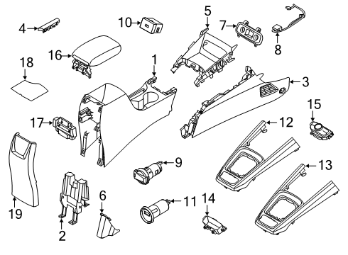 2020 Hyundai Venue Console Cover Assembly-FR Console Side LH Diagram for 846L2-K2000-NNB