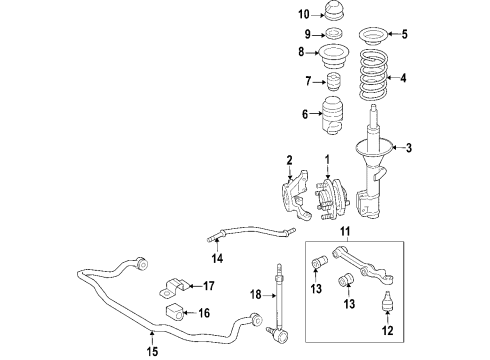 2004 Pontiac GTO Front Suspension Components, Lower Control Arm, Stabilizer Bar Clamp, Front Stabilizer Shaft Insulator Diagram for 92048207