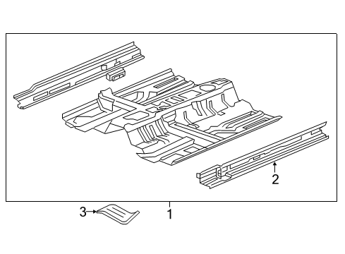 2014 Acura RLX Pillars, Rocker & Floor - Floor & Rails Floor, Front Diagram for 65100-TY2-A00ZZ