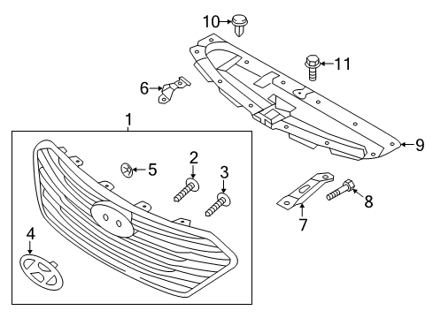 2017 Hyundai Santa Fe Grille & Components Cover-Radiator Grille Upper Diagram for 86362-B8AB0