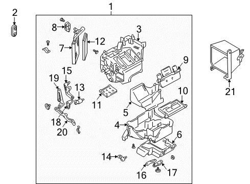 2000 Chevrolet Tracker Heater Core & Control Valve Heater Core Diagram for 91174886