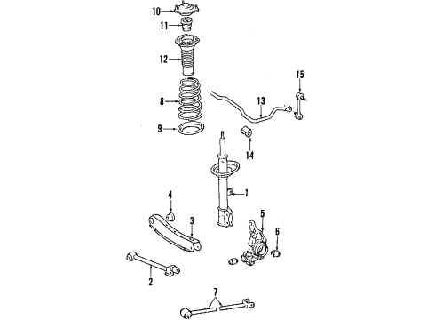 1991 Toyota Camry Rear Suspension Components, Lower Control Arm, Stabilizer Bar Shock Absorber Assembly Rear Right Diagram for 48530-32150