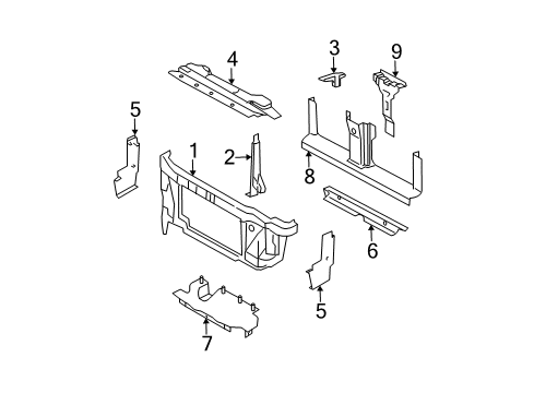 2006 Lincoln Navigator Radiator Support Radiator Support Upper Bushing Diagram for 2L1Z-1000154-FA