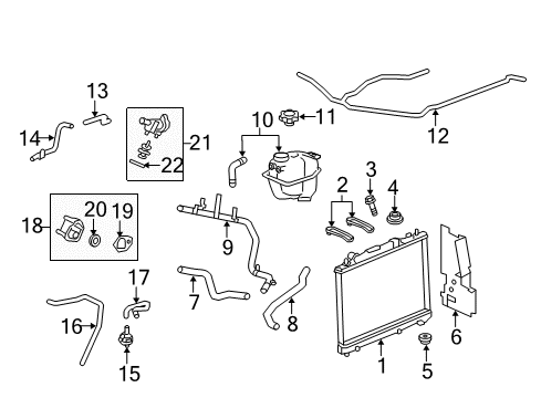 2009 Cadillac CTS Radiator & Components Radiator Assembly Diagram for 25789911