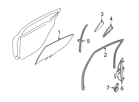 2003 Infiniti I35 Rear Door Glass-Rear Door Corner, RH Diagram for 82262-2Y970