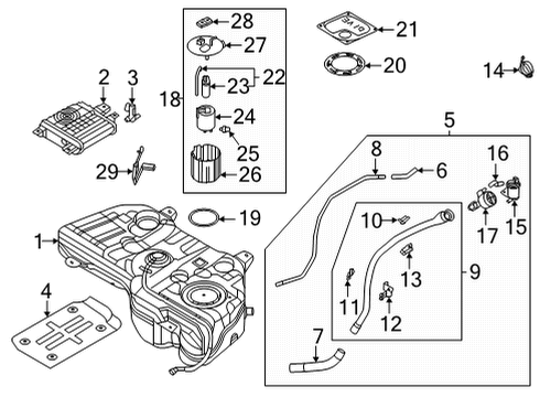 2022 Hyundai Tucson Fuel System Components Fuel Pump & Tube Assembly Diagram for 31119-L0100