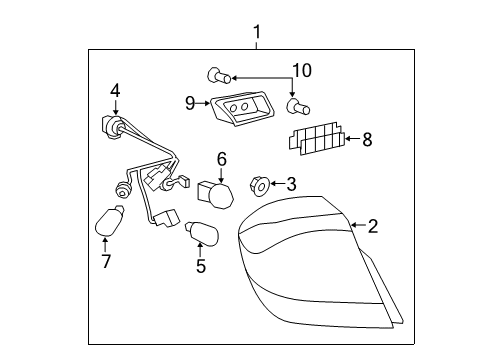 2009 Saturn Aura Tail Lamps Lamp Asm-Tail Diagram for 25998949