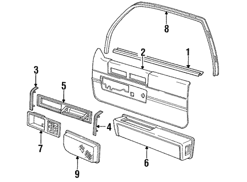 1992 Cadillac DeVille Interior Trim - Door Armrest Asm-Front Side Door *White Diagram for 16667979