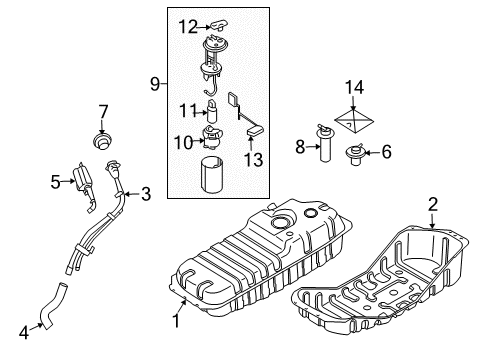 2007 Kia Sorento Fuel System Components Fuel Pump Sender Assembly Diagram for 944603E500