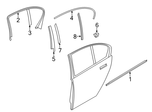 2010 BMW 750Li xDrive Exterior Trim - Rear Door Inner Trim, Front Left Diagram for 51359141421