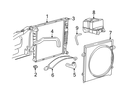 2001 Ford Ranger Radiator & Components Shroud Diagram for F87Z-8146-CA