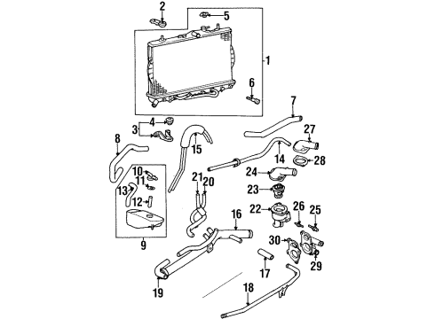 1997 Hyundai Accent Radiator & Components Radiator Assembly Diagram for 25310-22255