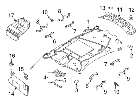 2021 INFINITI QX50 Interior Trim - Roof Module Assembly-Roof Trim Diagram for 739B0-5NA0A