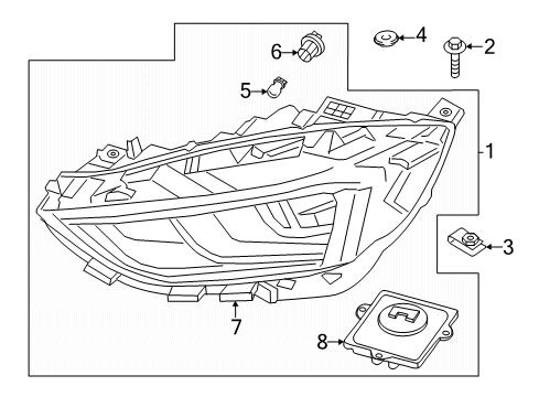 2021 Ford Edge Headlamps Headlamp Housing Diagram for KT4Z-13101-A