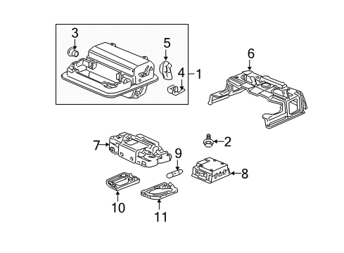 2006 Honda Odyssey Overhead Console Base Complete Diagram for 34404-SJK-J02