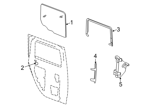 2003 Hummer H2 Rear Door - Glass & Hardware Stabilizer Diagram for 15175367