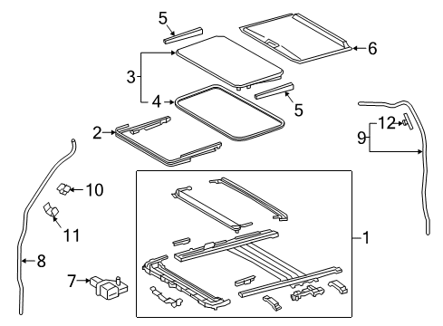 2022 Toyota Tacoma Sunroof Sunshade Diagram for 63306-04010-B0