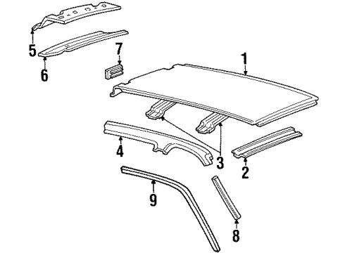 1998 Lincoln Navigator Roof & Components Weatherstrip Diagram for XL1Z-7851223-AA