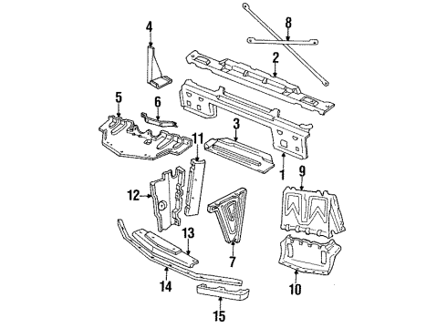 1989 Pontiac Firebird Radiator Support Support-Front End Sheet Metal Diagram for 10032959