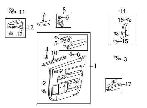 2009 Toyota Tundra Front Door Armrest Diagram for 74250-0C050-E1